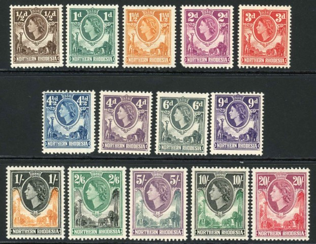 Northern Rhodesia 1953 SG.61-74 U/M