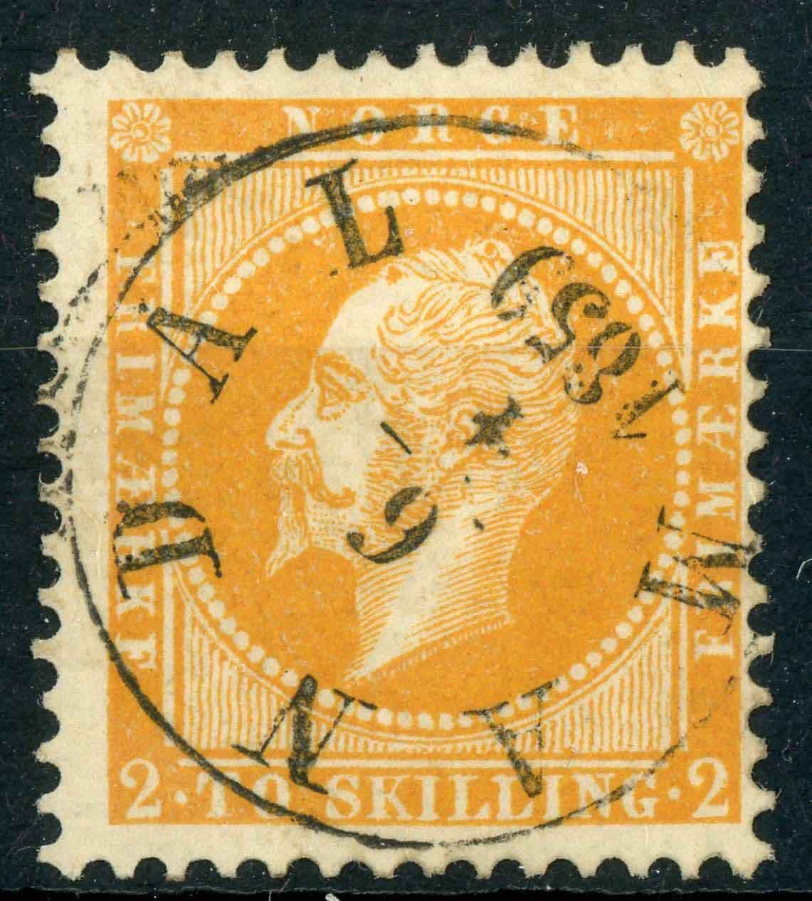 Norway 1856-60 SG.4 F/U Mandal Pmk