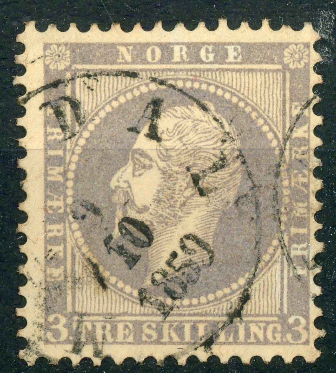 Norway 1857 SG.6 F/U Mandal Pmk