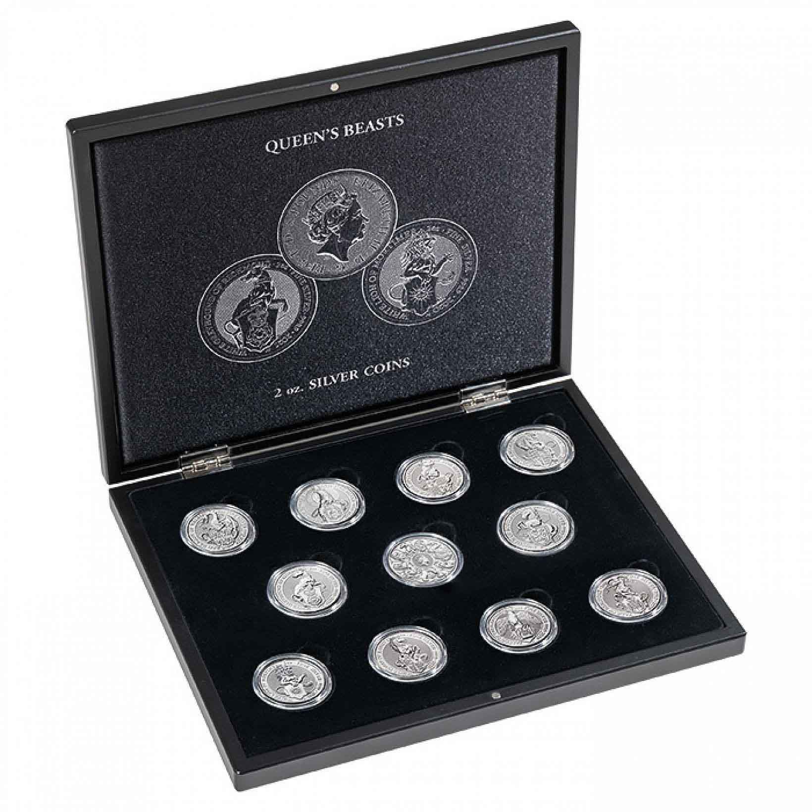 Presentation Case For 11 Queens Beast Silver Coins (2 Oz.) In Capsules, Black