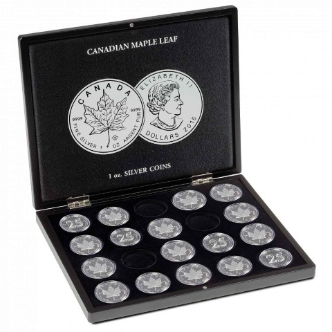 Presentation Case For 20 Silver Maple Leaf Coins (1 Oz.) In Capsules, Black