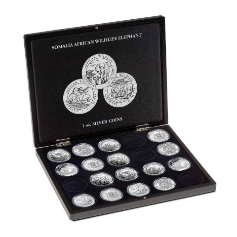 Presentation Case For 20 Somalia Elephant Silver Coins (1 Oz.) In Capsules