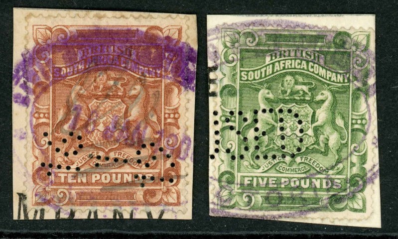 Rhodesia / British South Africa Company / Revenue 1890-97 Barefoot 3 & 4 used