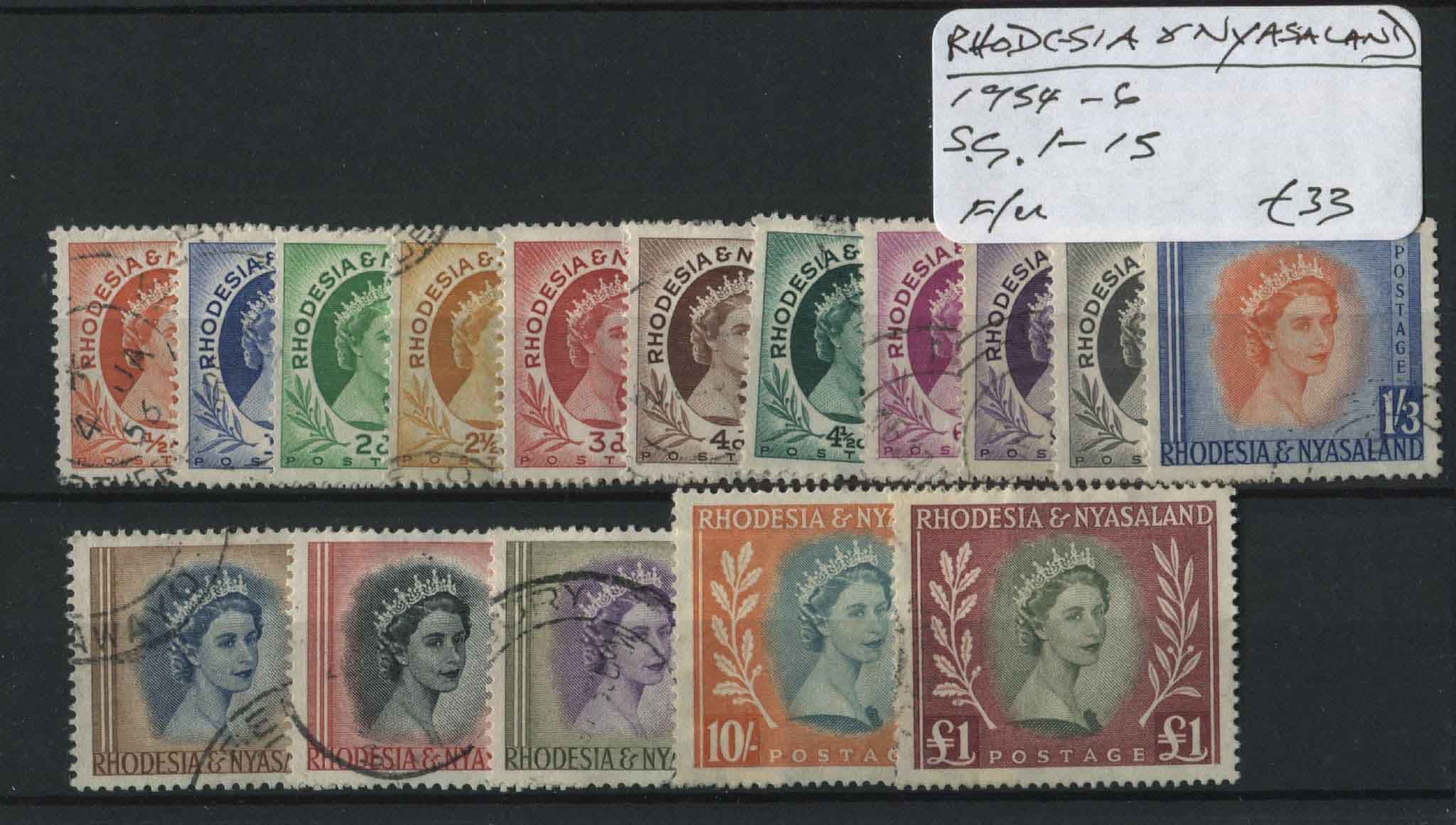 Rhodesia & Nyasaland 1954-56 SG.1-15 F/U