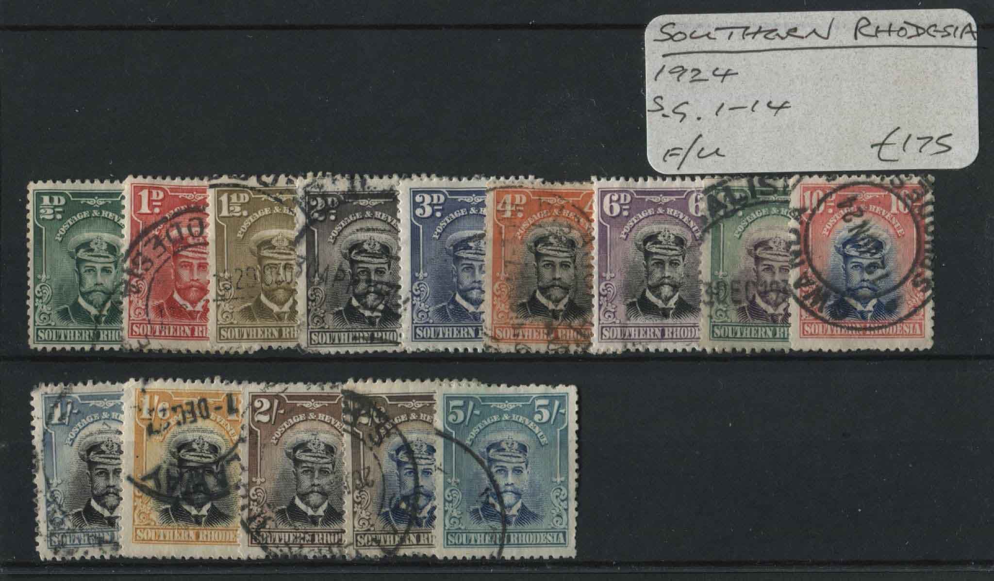 S. Rhodesia 1924 SG.1-14 F/U