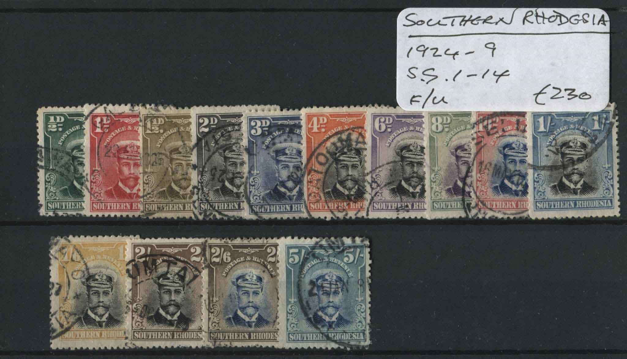 S. Rhodesia 1924 SG.1-14 F/U (Lot 2)