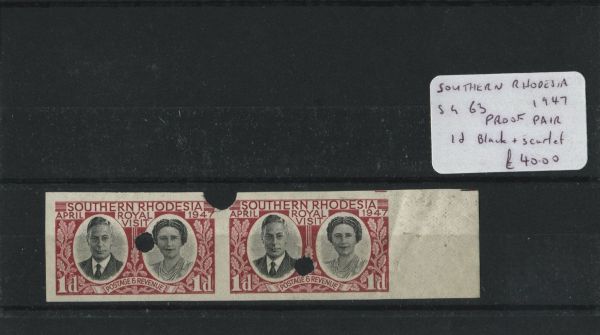 S. Rhodesia 1947 Proof pair of SG.63