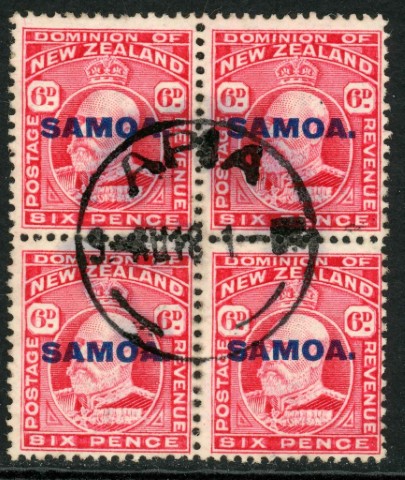 Samoa 1914-15 SG.119a F/U block of 4 perf 14x13.5