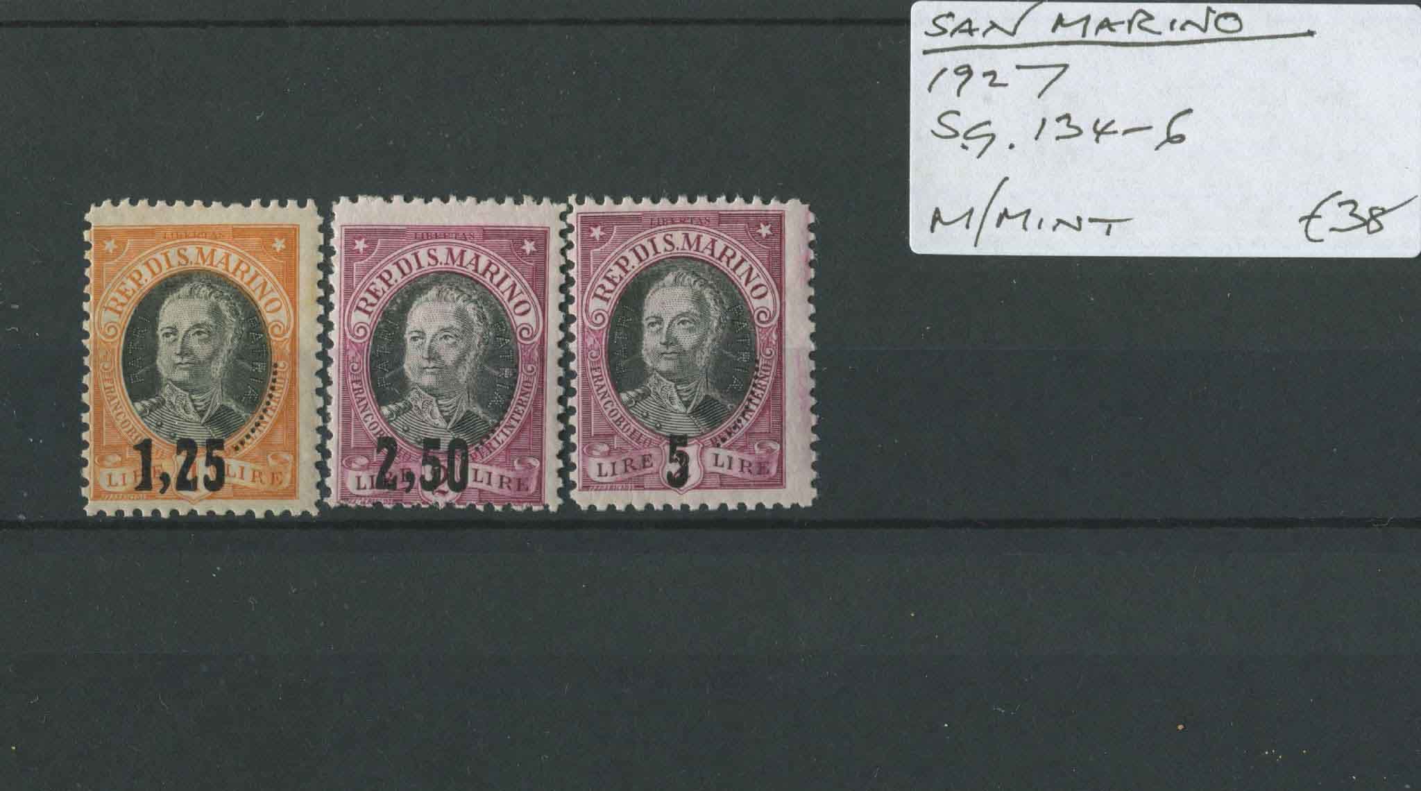 San Marino 1927 SG.134-6 M/M