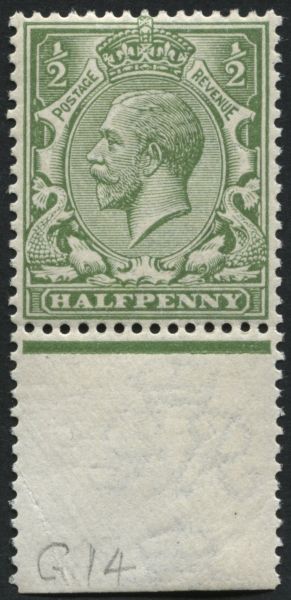 SG SpecN14(11) 1912 d bright Yellow Green U/M, pristine fresh marginal copy of this difficult shade