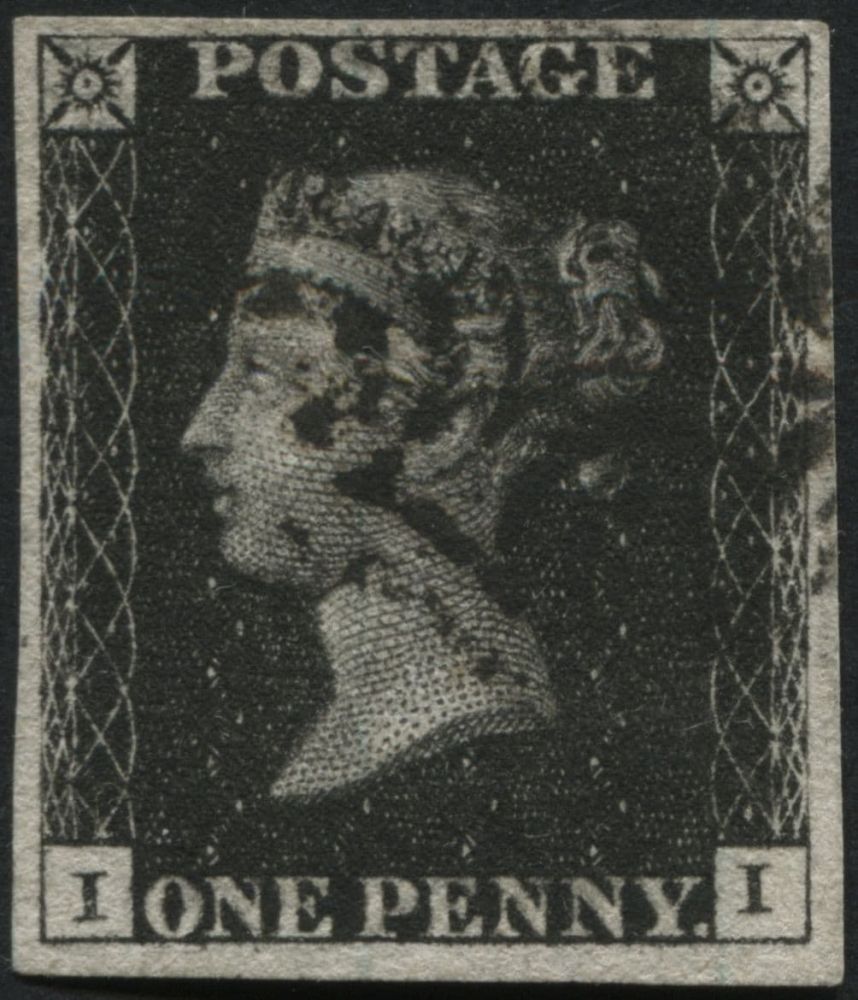 SG1 1d intense Black with clear image, a lovely stamp from Pl.5