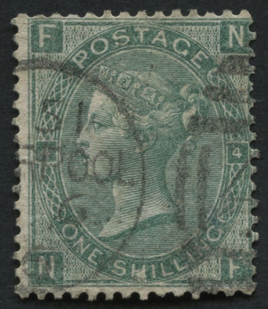 SG101 1/- Green plate 4, v fine Liverpool cds