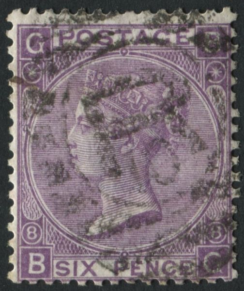 SG108 6d dull violet BC plate 8 fine used