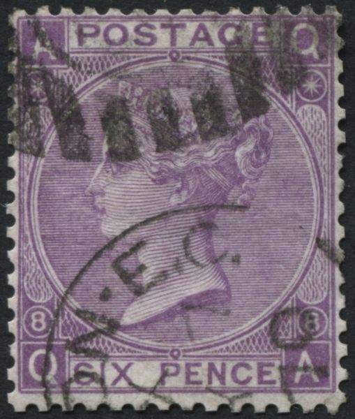 SG108 6d dull Violet plate 8, London CDS