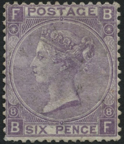 SG108 6d dull Violet plate 8, mint part gum - fine