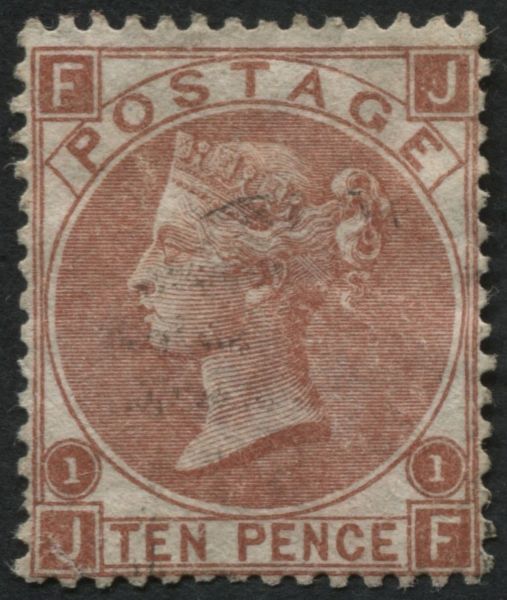 SG112 10d Red-Brown JF, has a fine appearance with heavy crease at J lower left