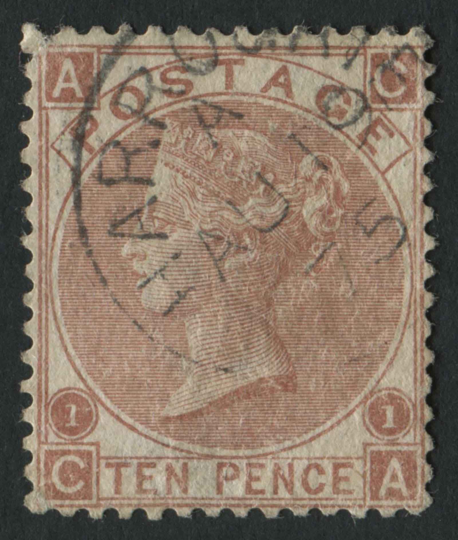 SG113 10d pale red brown Harrogate cds 1875 superb!