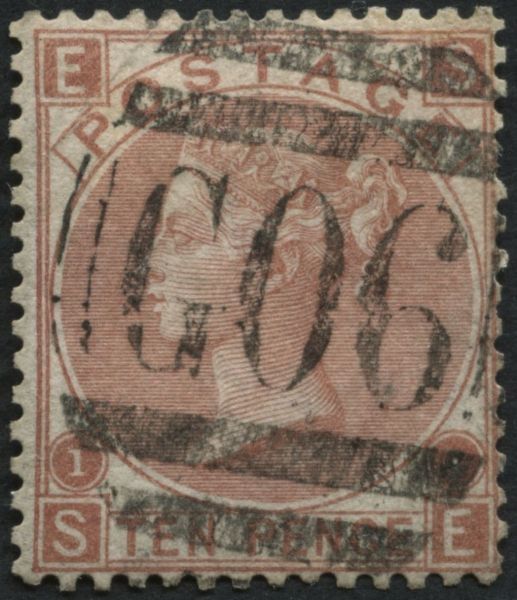 SG113 10d pale Red-Brown SE, with a F/U G06 Beyrout Levant light cancel