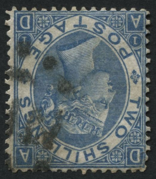 SG118wi 2/- dull Blue AD Wmk Inv, v fine scarce variety