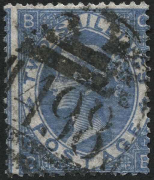 SG120a 2/- Cobalt Blue used in Manchester, offered with Brandon certificate of genuiness