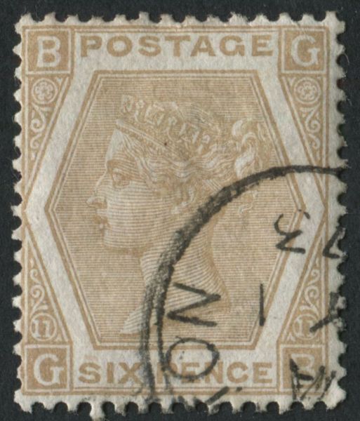 SG123 6d pale buff plate 11 superb 1.5.1873 cds