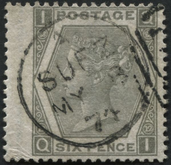 SG125 6d Grey QI bearing a full ring cancel SUEZ 1874, fine and rare