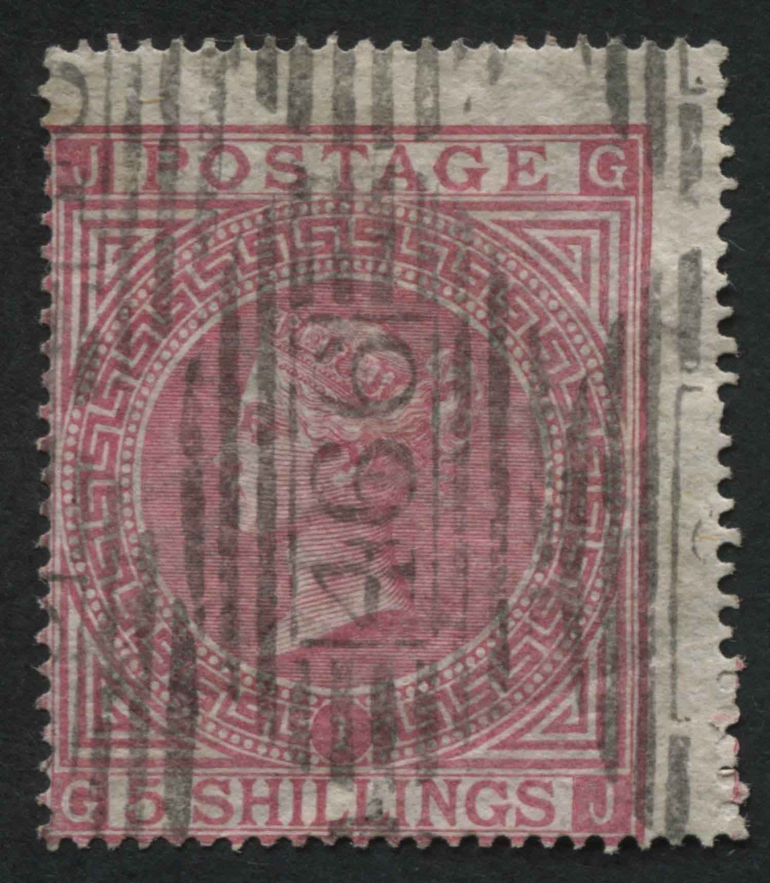 SG126 5/- pale Rose, Liverpool roller