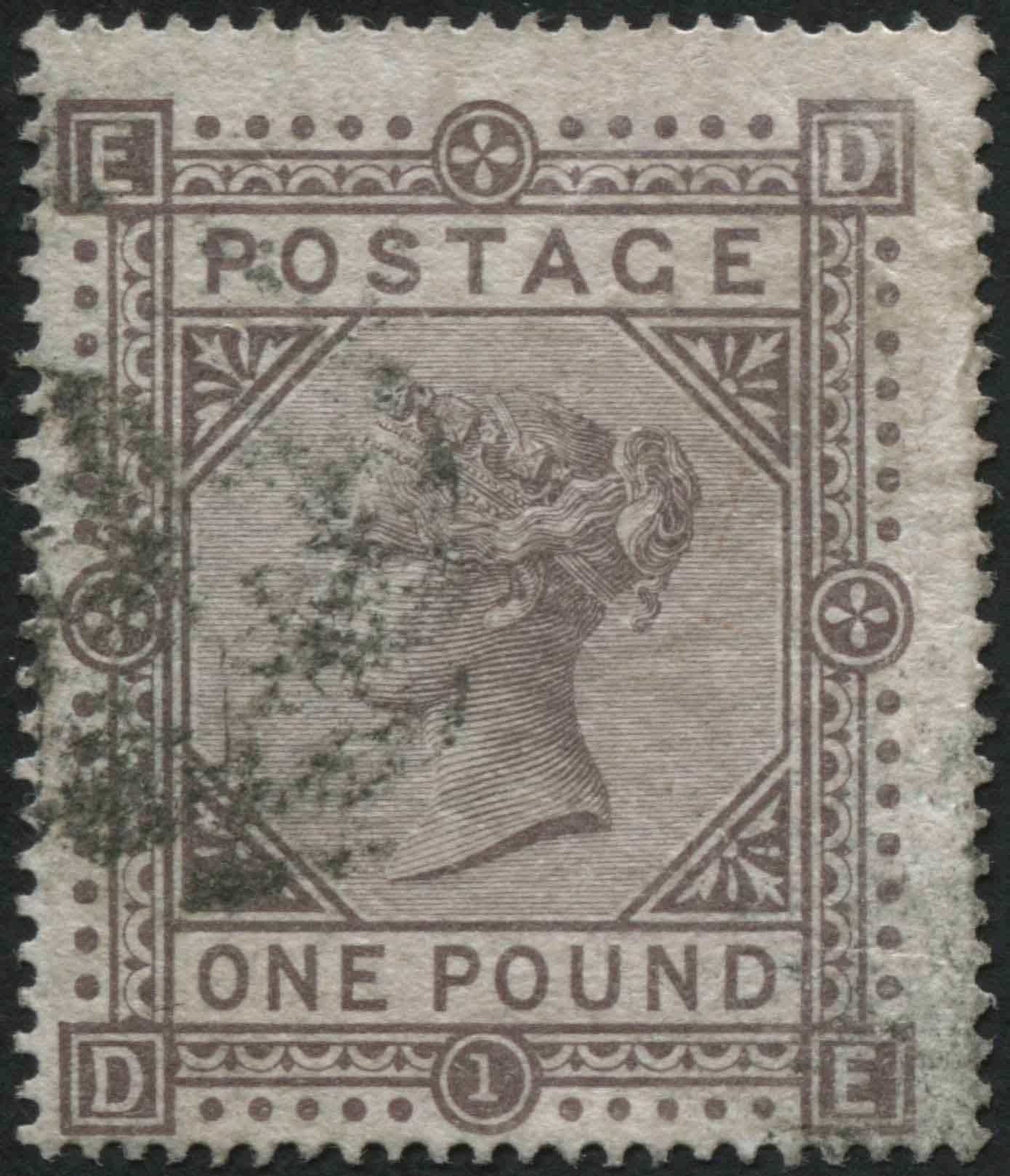 SG129 1 Brown Lilac bright colour centred left DE, indistinct light cancel