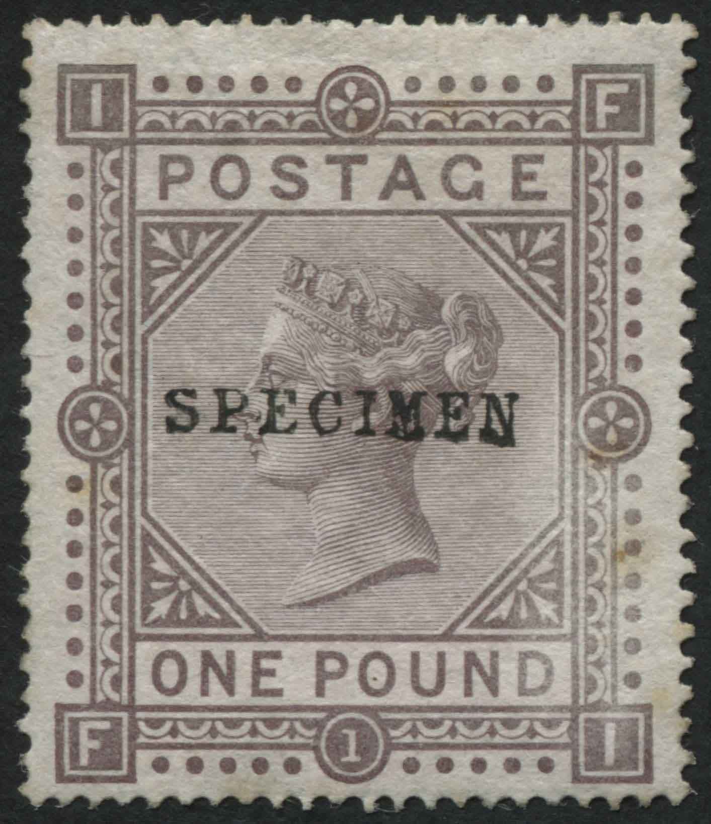 SG129 1 Brown Lilac fine mint with SPECIMEN overprint, fresh colour SG Cat 6250