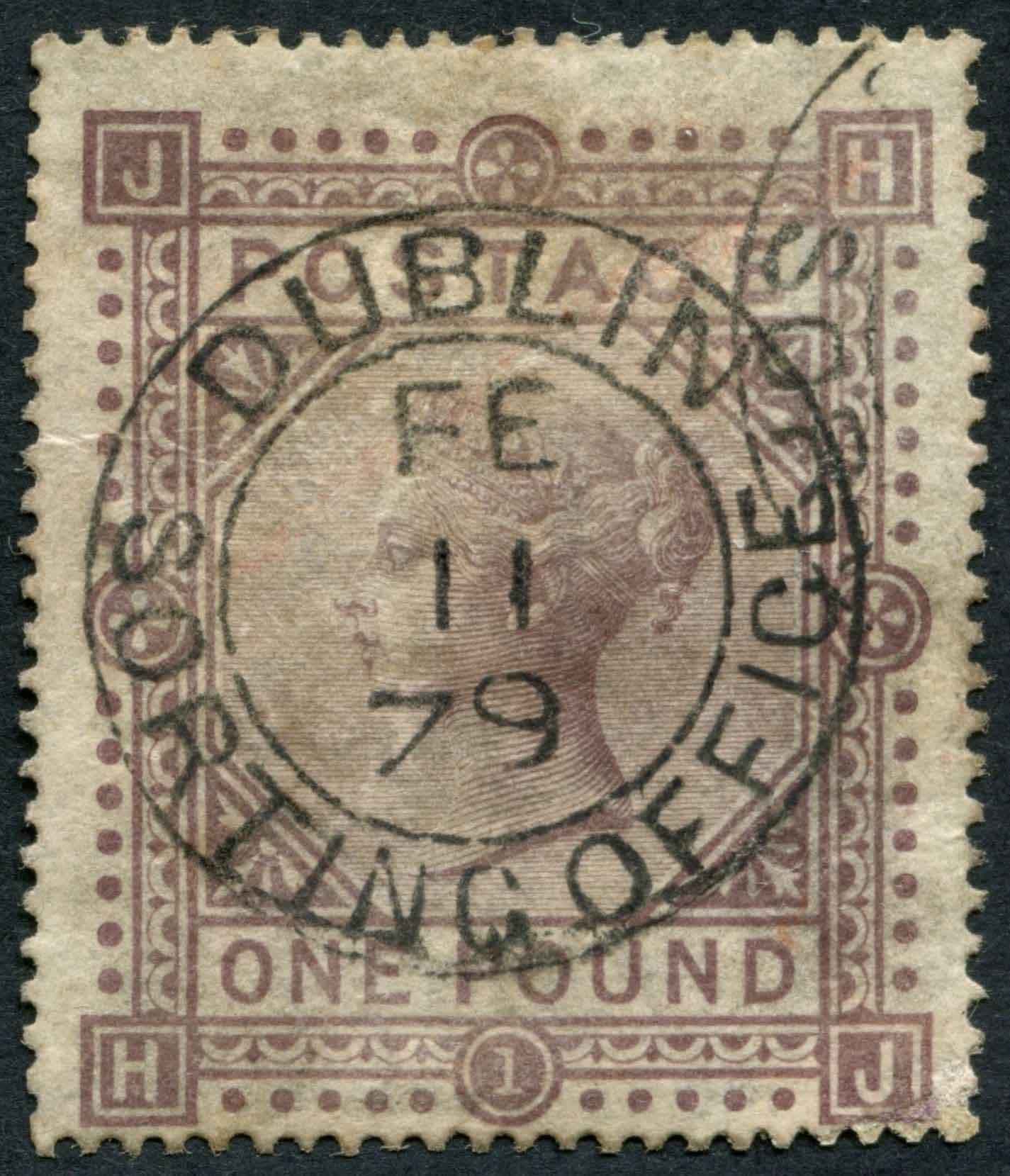 SG129 1 Brown-Lilac good colour, Dublin double ring cancel