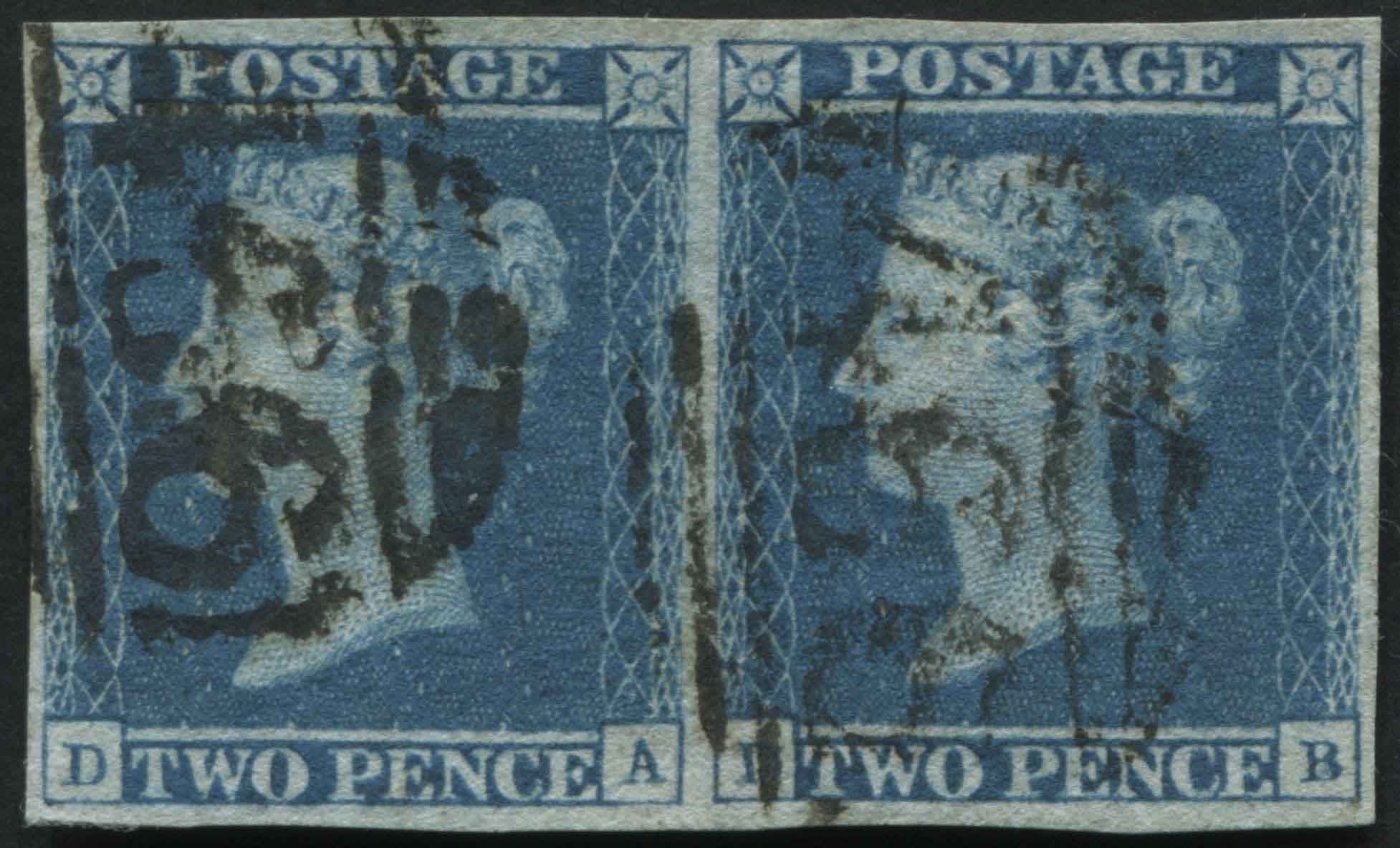 SG13 2d pale Blue DA-DB, a v fine horizontal pair