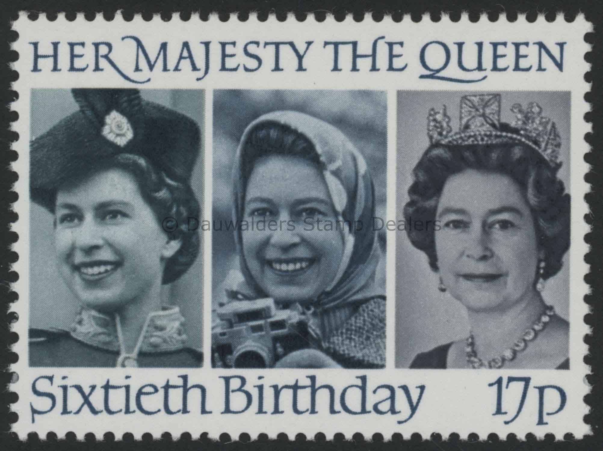 SG1317 17p (1958, 73 and 82) 1986 60th Birthday