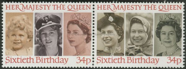 SG1318a 34p (Pair) 1986 60th Birthday