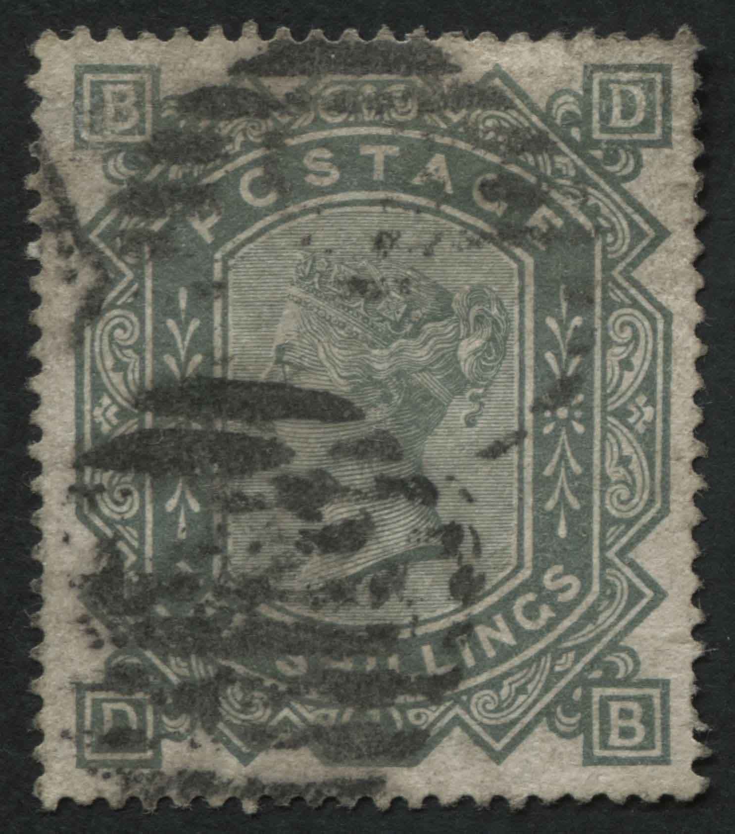 SG135 10/- Grey with crease at top right corner