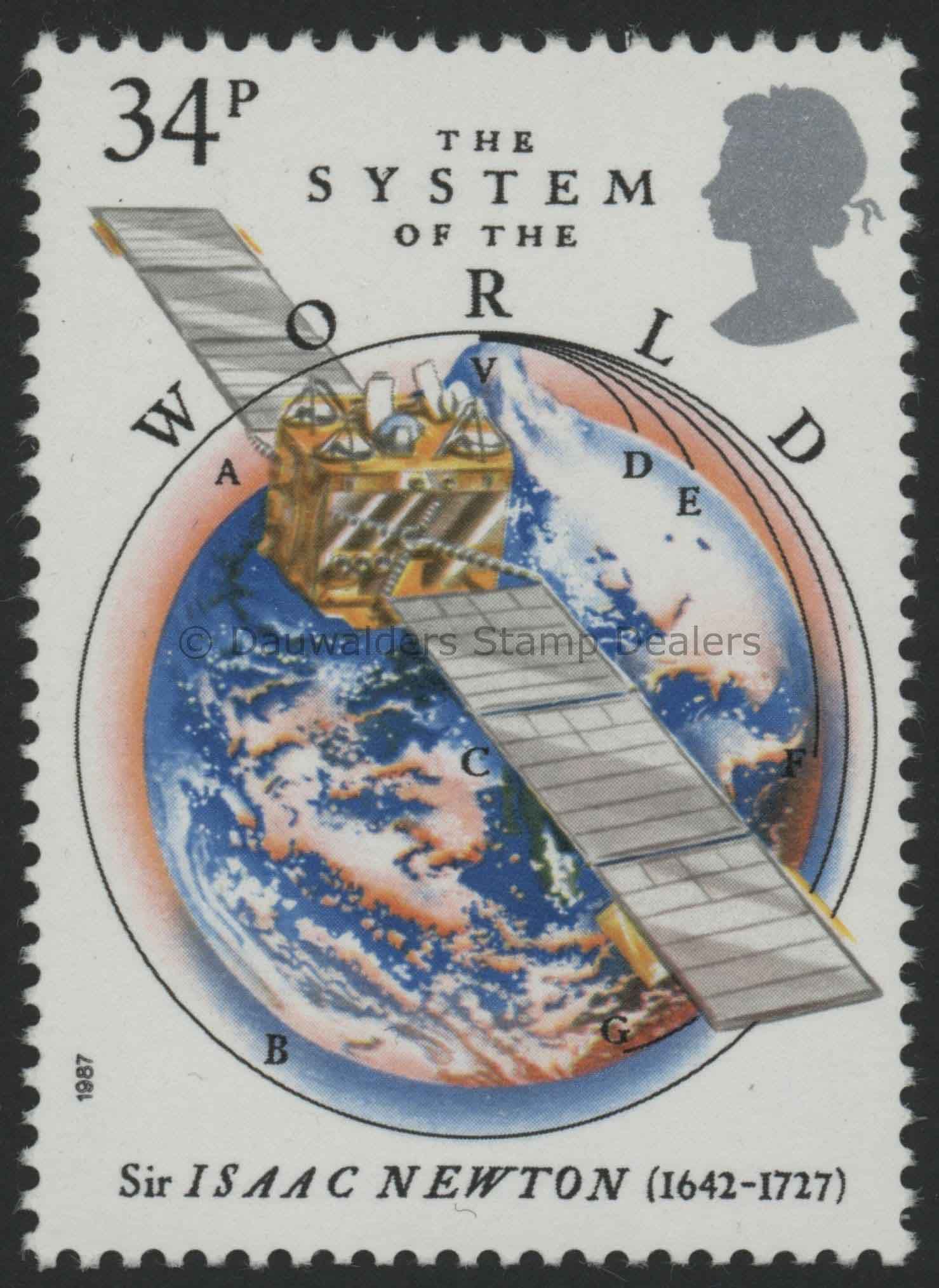 SG1354 34p System of the World 1987 Sir Isaac Newton