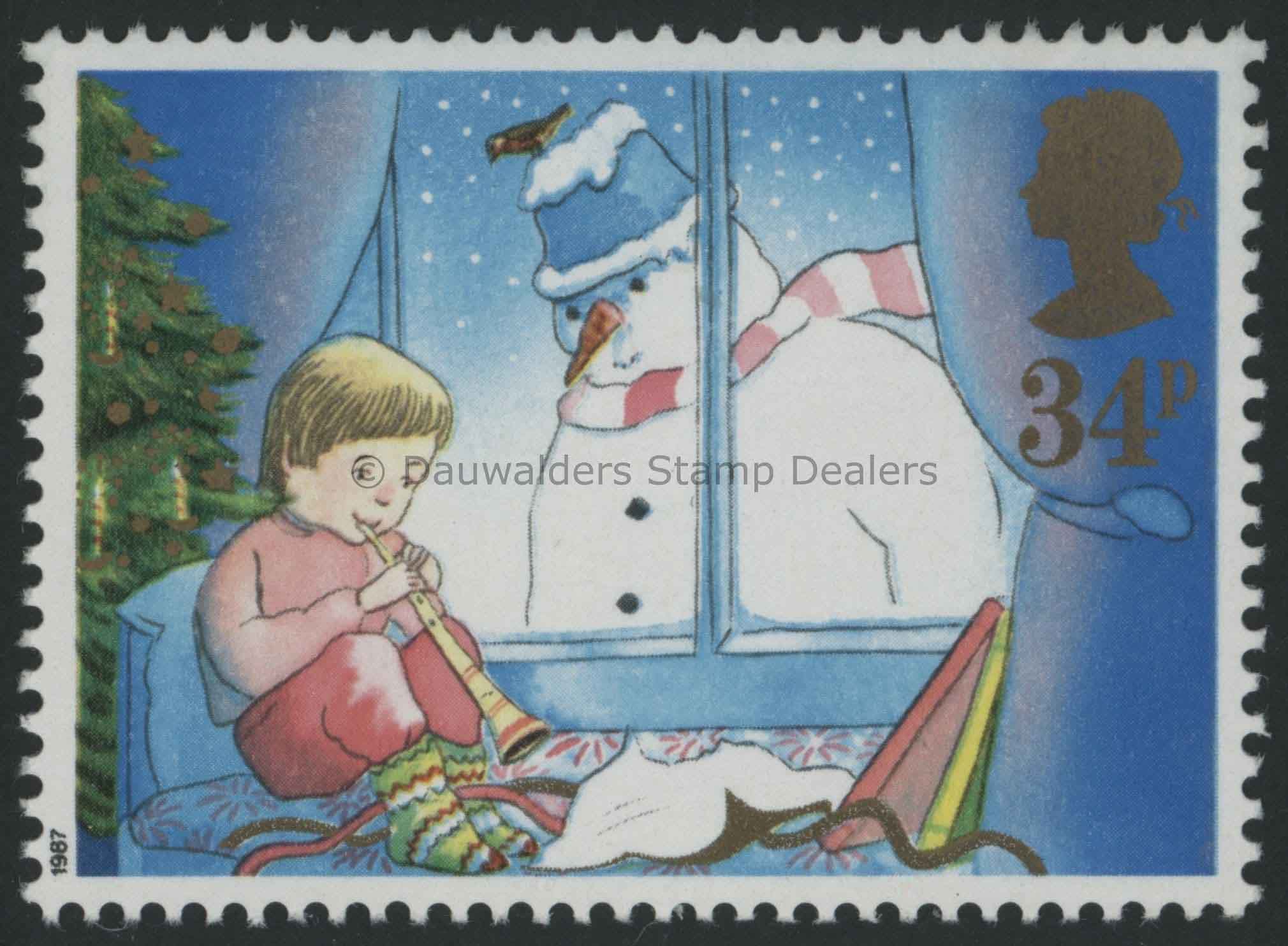 SG1379 34p Child and Snowman 1987 Christmas