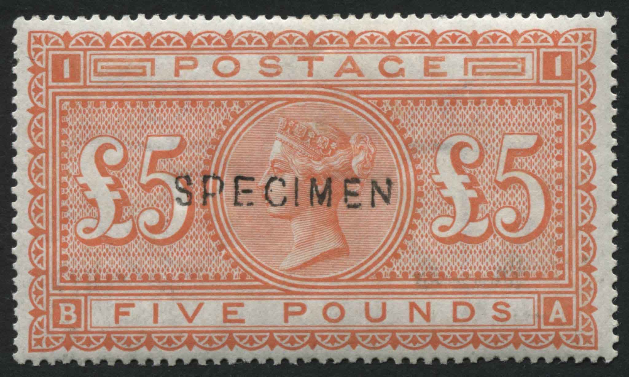 SG137s 1867-83 5 Orange BA opt SPECIMEN type 11, fresh lightly mounted mint