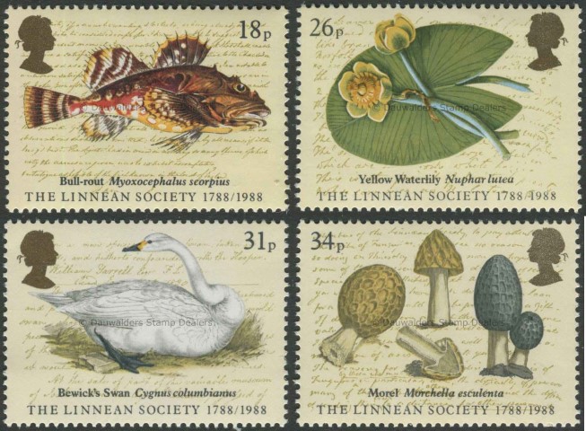 SG1380-1383 Set of 4 1988 Linnean Society