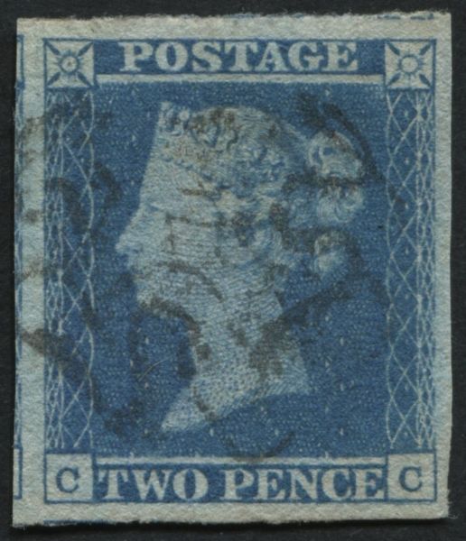 SG14 2d Blue CC, with margins all round and Maltese cross