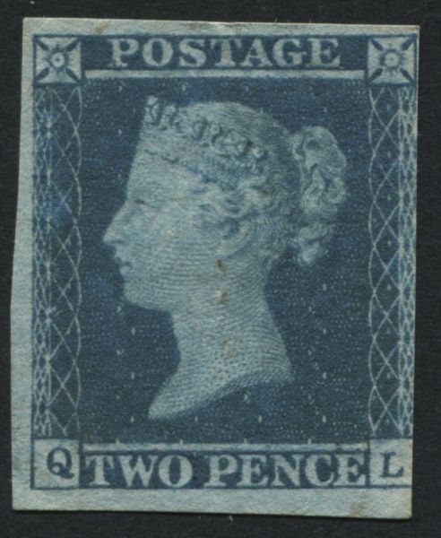 SG14 2d Blue QL 3-4 margins, almost full mint original gum bright colour, plate 4