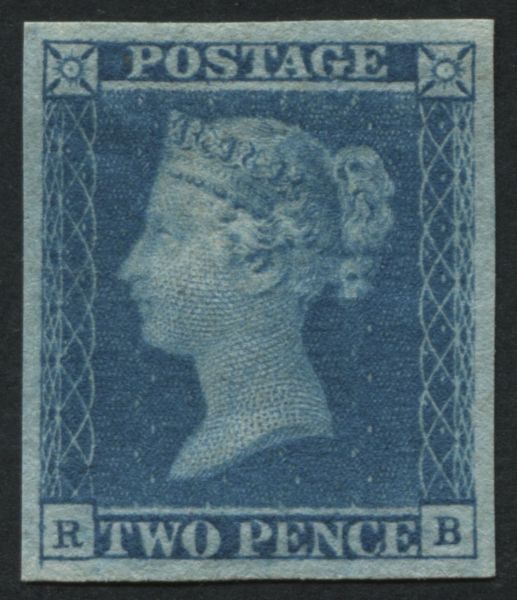 SG14 2d Blue RB plate 3, a lovely 4 margin example with large part original gum