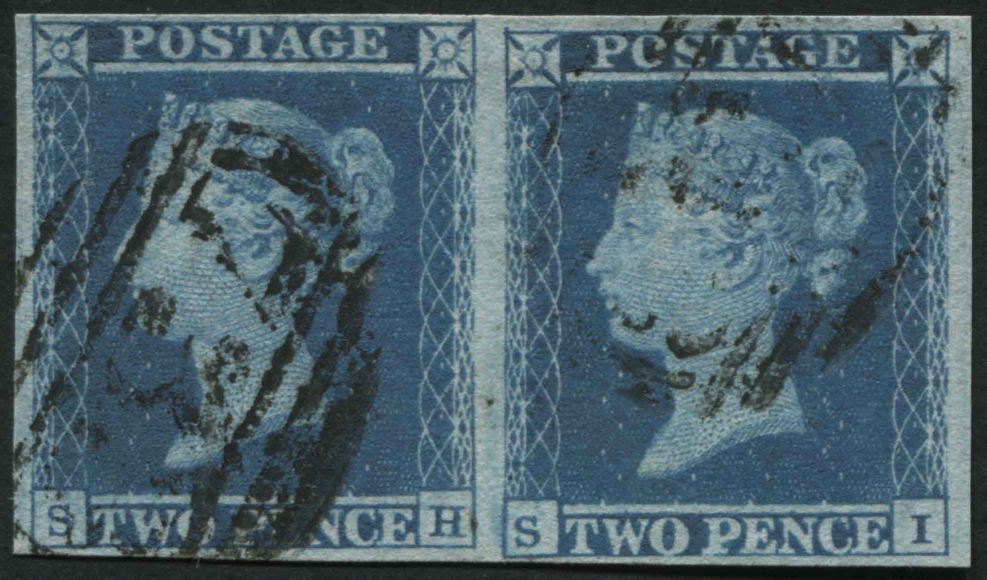 SG14 2d Blue SH-SI, a very fine pair - lovely