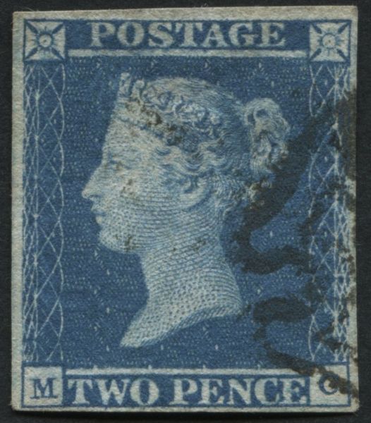 SG14 2d deep full Blue absolutely clear image, wonderful Black corner Maltese cross, plate 3