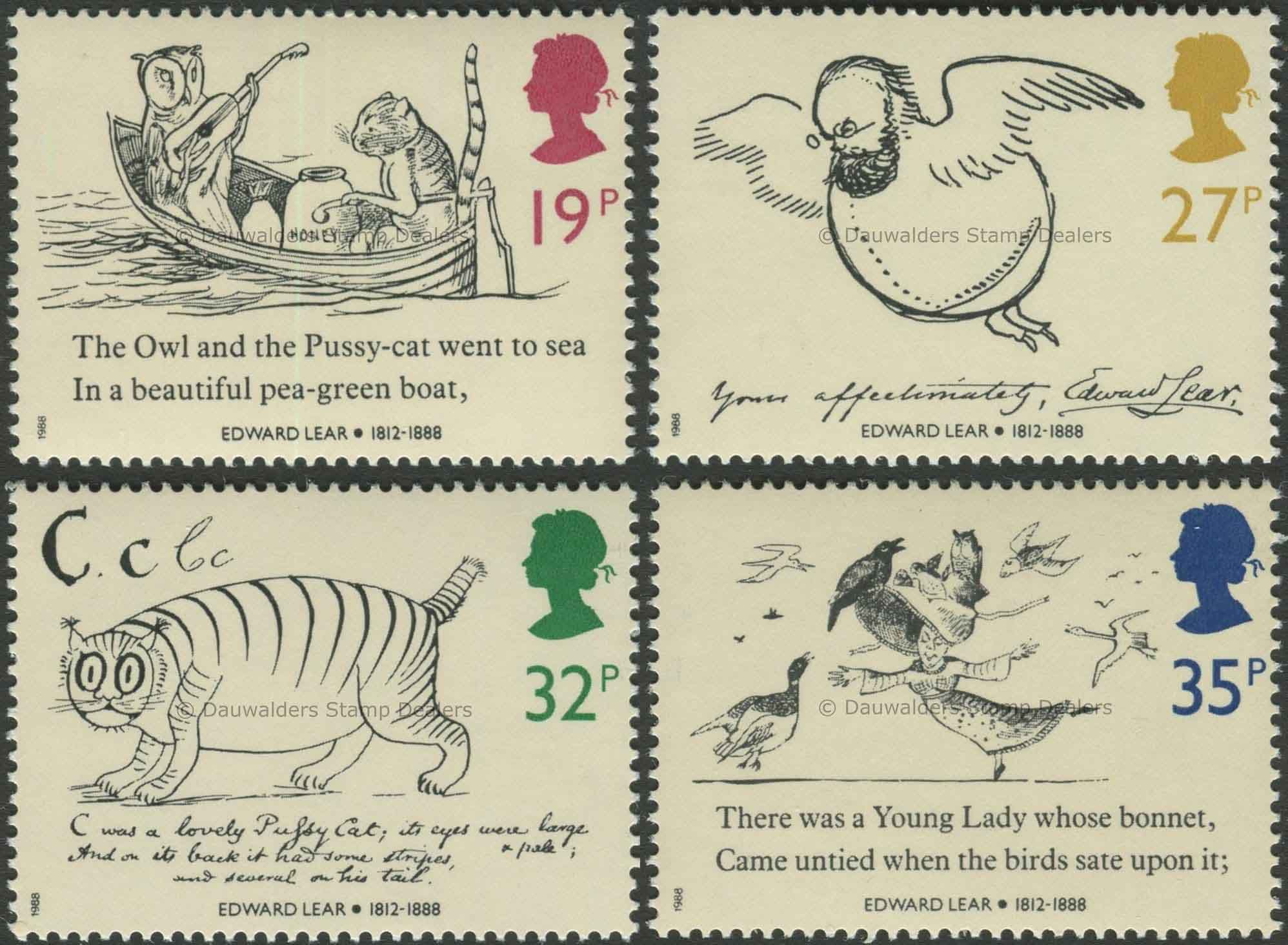 SG1405-1408 Set of 4 1988 Edward Lear