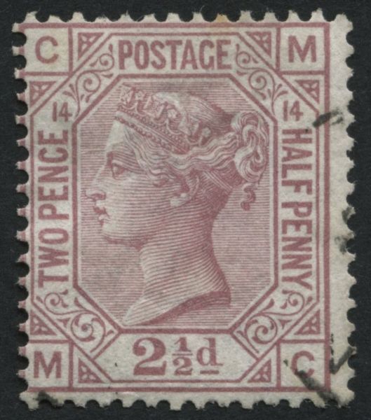 SG141 2d Rosy Mauve plate 14, cancelled away from Monarch, rarely seen so fine