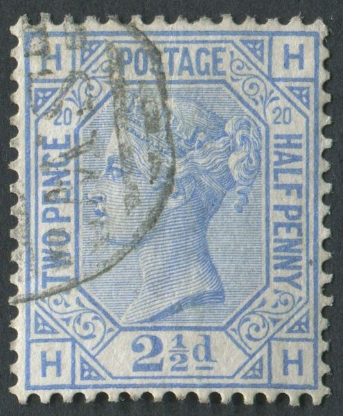 SG142 1873-80 2d Blue, Pl20, HH, Fine Used with Part CDS