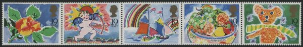 SG1423-1427 Strip of 5 19p 1989 Greeting Stamps