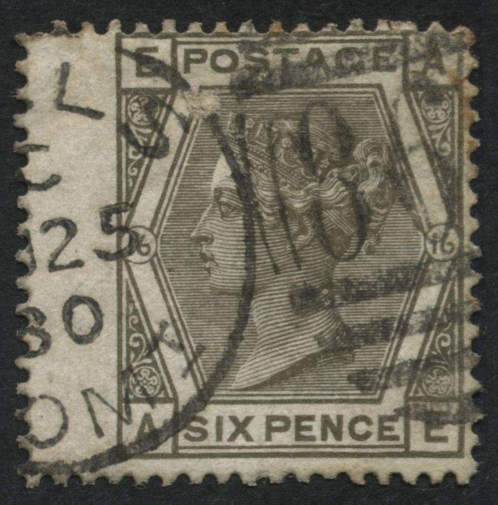 SG146 Six pence deep Grey plate 16, 1880 cds