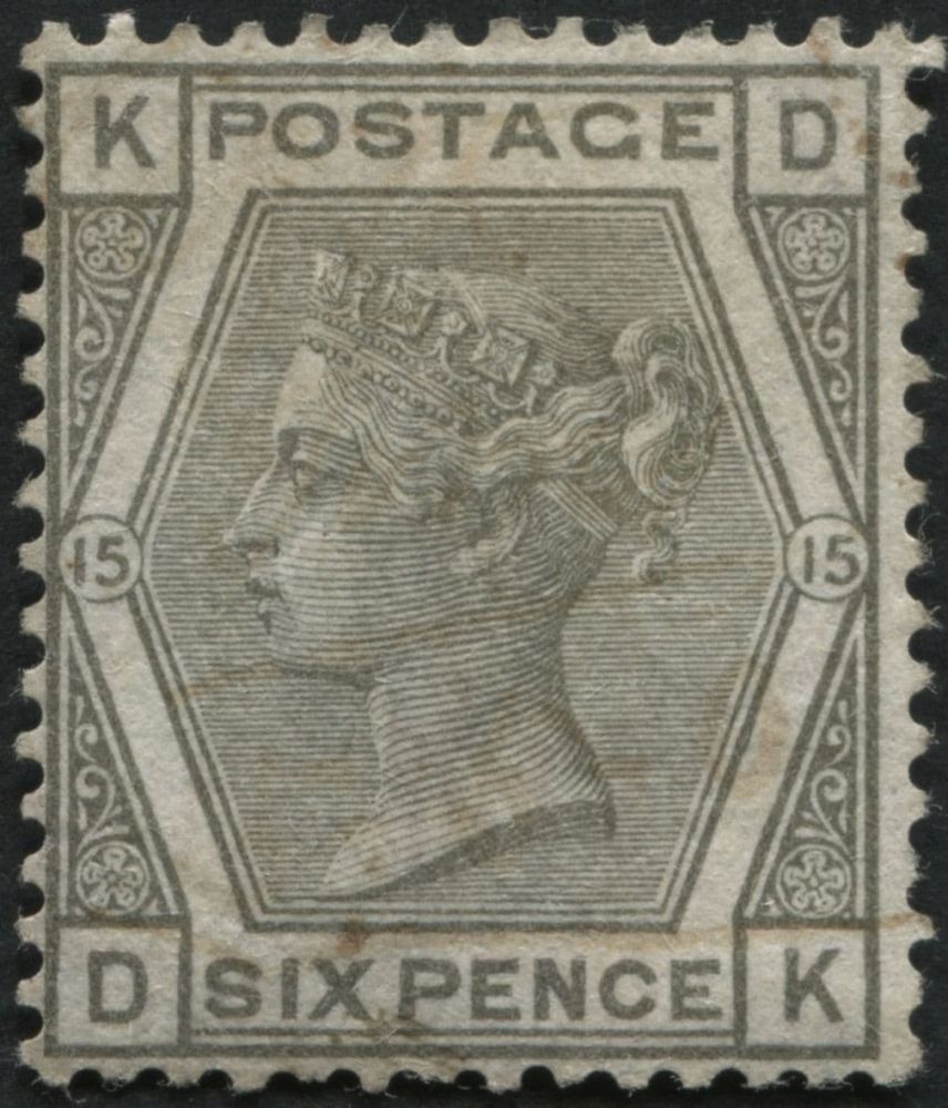 SG147 6d Grey Pl.15, mint no gum