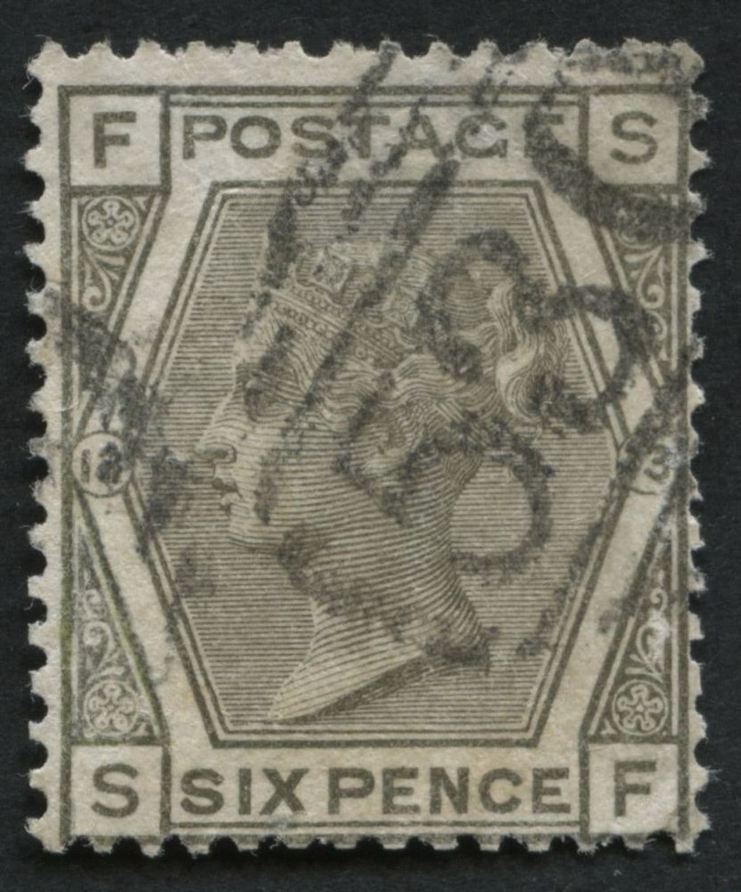 SG147 Six pence Grey plate 13, F/U